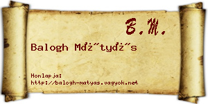 Balogh Mátyás névjegykártya